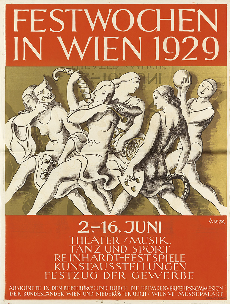 FELIX ALBRECHT HARTA (1884-1967). FESTWOCHEN IN WIEN. 1929. 49x37 inches, 125x94 cm. J. Weiner, Vienna.